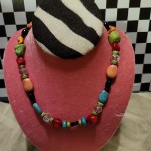 Handmade multi color stone necklace